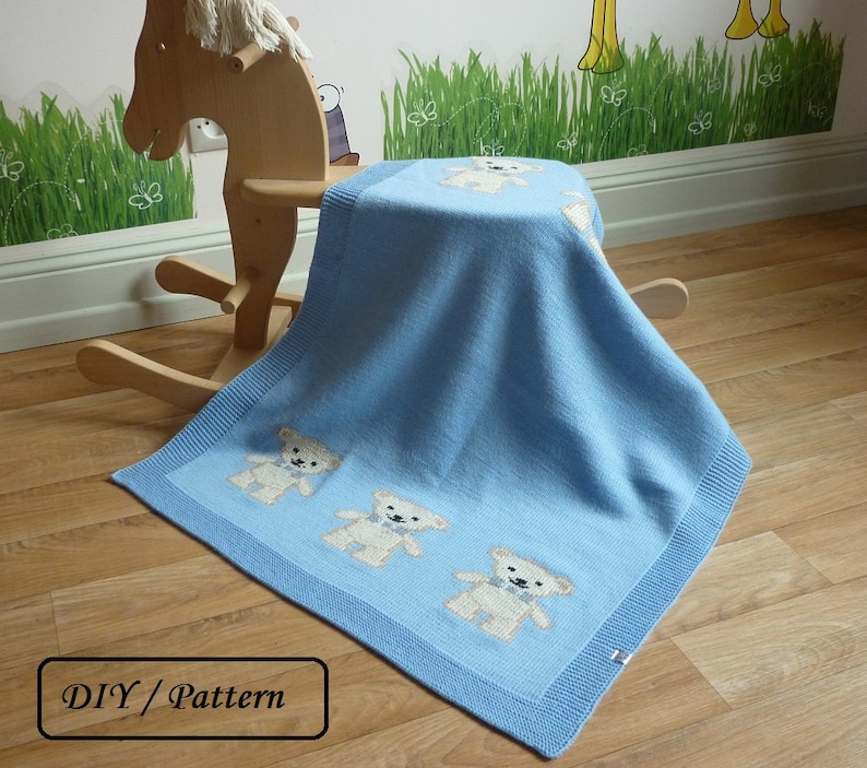 Baby blanket PATTERN / Knit baby blanket PATTERN / baby blanket knitting pattern / teddy blanket pattern image 3