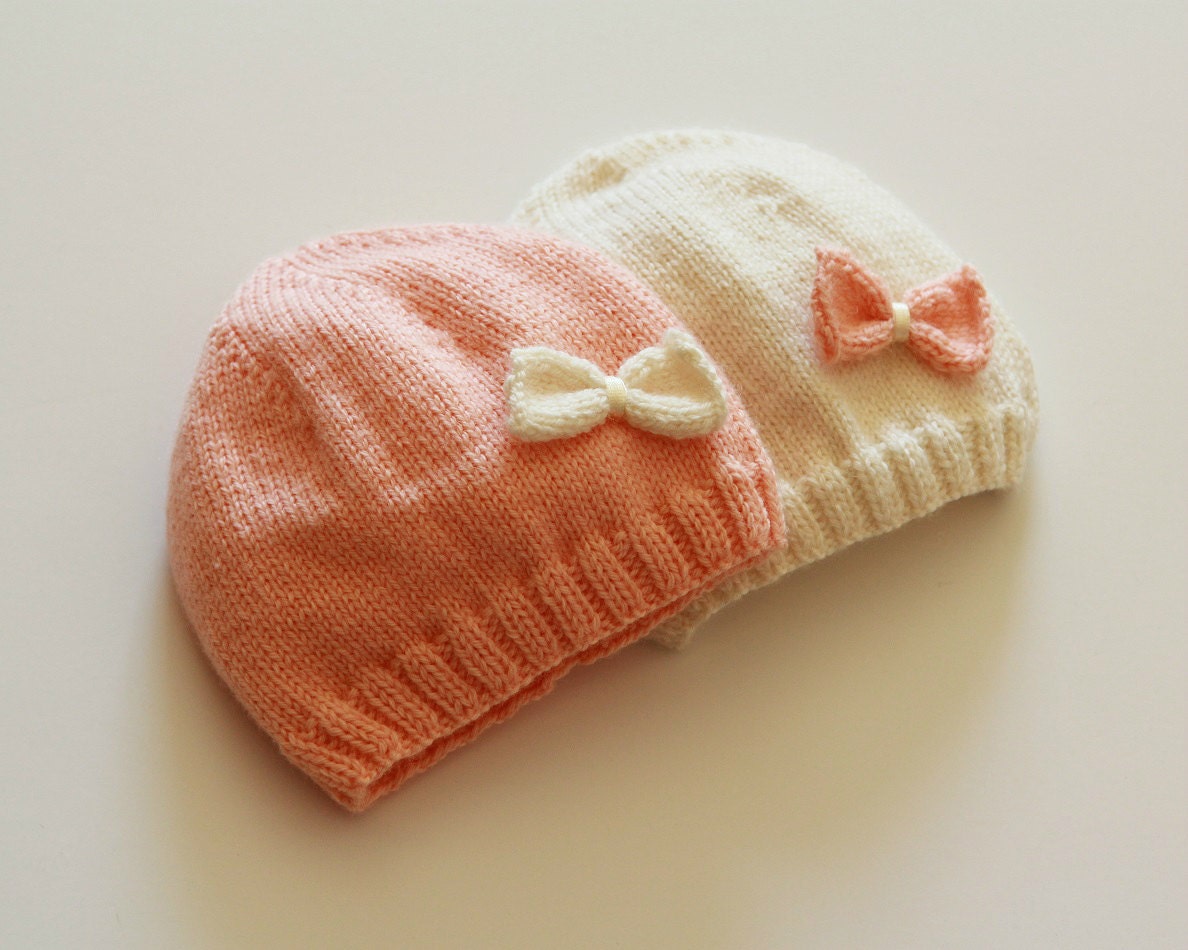Bonnet Bebe Fille Bonnet Tricot Pour Bebe Layette Tricotee Etsy