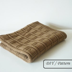 Knit baby blanket PATTERN / beginner blanket knitting PATTERN / baby blanket knitting pattern / squares baby blanket pattern