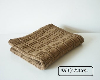 Knit baby blanket PATTERN / beginner blanket knitting PATTERN / baby blanket knitting pattern / squares baby blanket pattern