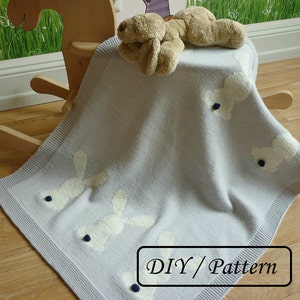 Baby blanket knitting pattern / baby blanket PATTERN / Bunny baby blanket knitting pattern image 1