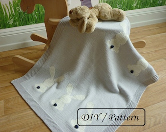 Baby blanket knitting pattern / baby blanket PATTERN / Bunny baby blanket knitting pattern