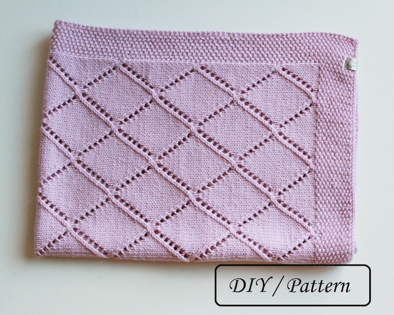 Baby blanket knitting pattern / Knit baby blanket PATTERN / Lace diamond blanket pattern image 3