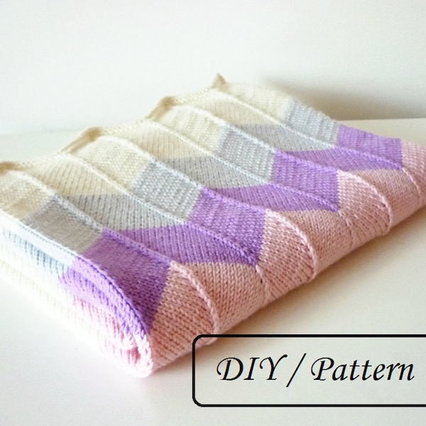 Knit baby blanket PATTERN / Chevron baby blanket PATTERN / baby blanket pattern