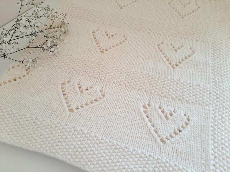 Heart Baby Blanket Knit Pattern - Beginner Friendly Heart Knitting ...