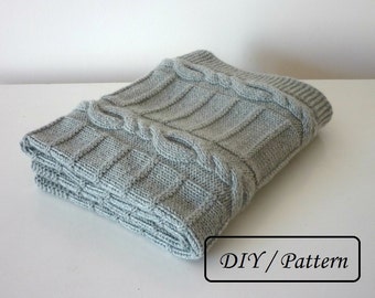 Knit baby blanket PATTERN / baby blanket PATTERN / cable knit baby blanket pattern