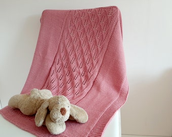 Knitted baby blanket / Knitted baby lace blanket / Hand knit baby blanket