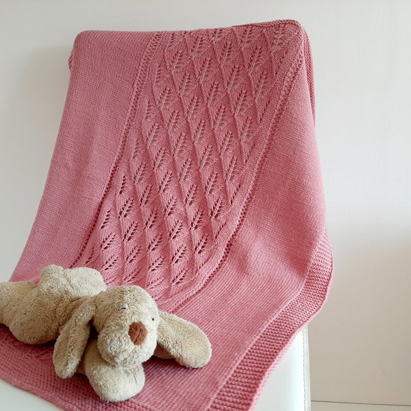 Knitted baby blanket / Knitted baby lace blanket / Hand knit baby blanket