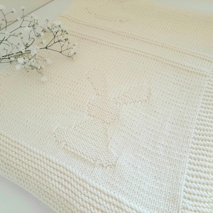 Easy Knit Bunny Baby Blanket Pattern - Beginner-Friendly - PDF Download in English