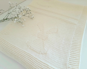 Easy Knit Bunny Baby Blanket Pattern - Beginner-Friendly - PDF Download in English