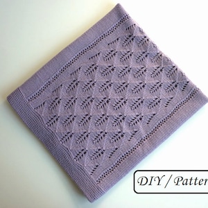 Knit baby blanket PATTERN / baby blanket pattern / lace baby blanket pattern image 2