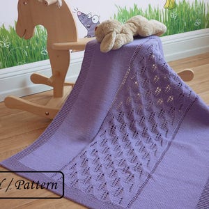 Knit baby blanket PATTERN / baby blanket pattern / lace baby blanket pattern image 3