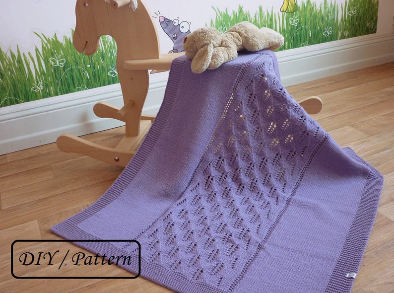 Knit baby blanket PATTERN / baby blanket pattern / lace baby blanket pattern image 3