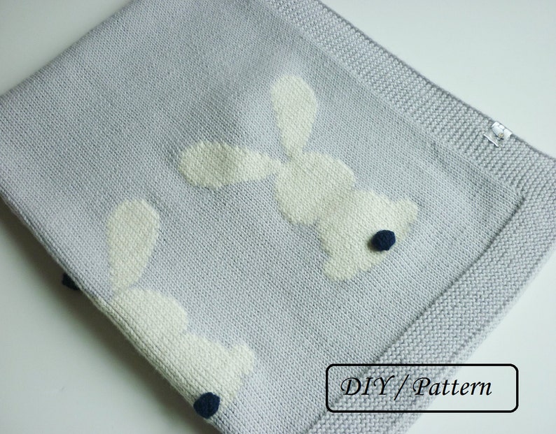 Baby blanket knitting pattern / baby blanket PATTERN / Bunny baby blanket knitting pattern image 3