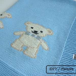 Baby blanket PATTERN / Knit baby blanket PATTERN / baby blanket knitting pattern / teddy blanket pattern image 2