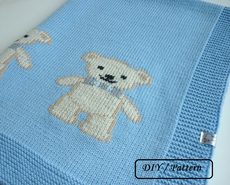 Baby blanket PATTERN / Knit baby blanket PATTERN / baby blanket knitting pattern / teddy blanket pattern image 2