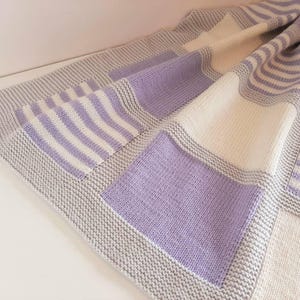 French Knit Baby Blanket Pattern - Modern square Blanket Design - PDF in French