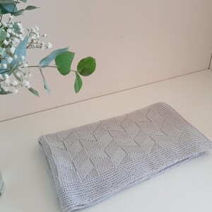 Hand knit baby BLANKET/ knitted BABY BLANKET / le petit mouton gray blanket