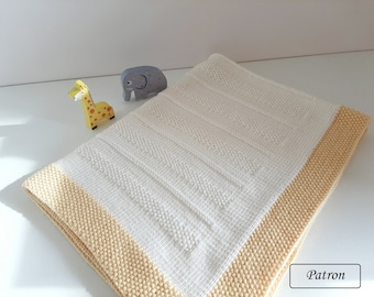 French Baby blanket knit pattern / Knitting baby blanket pattern in French / Easy baby blanket pattern French