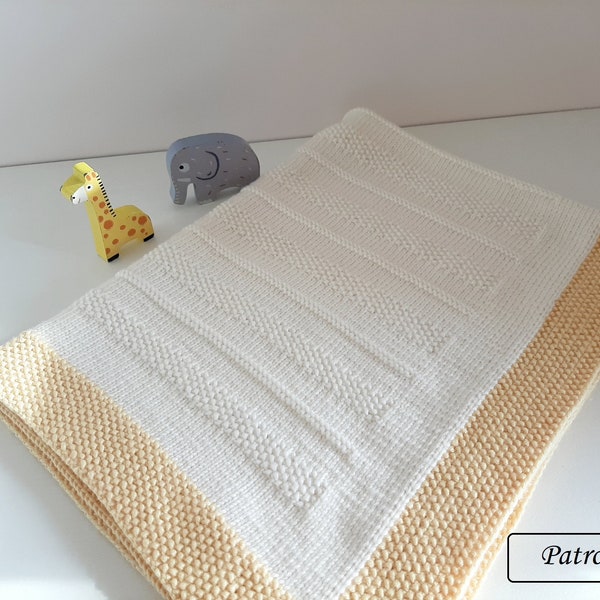 French Baby blanket knit pattern / Knitting baby blanket pattern in French / Easy baby blanket pattern French