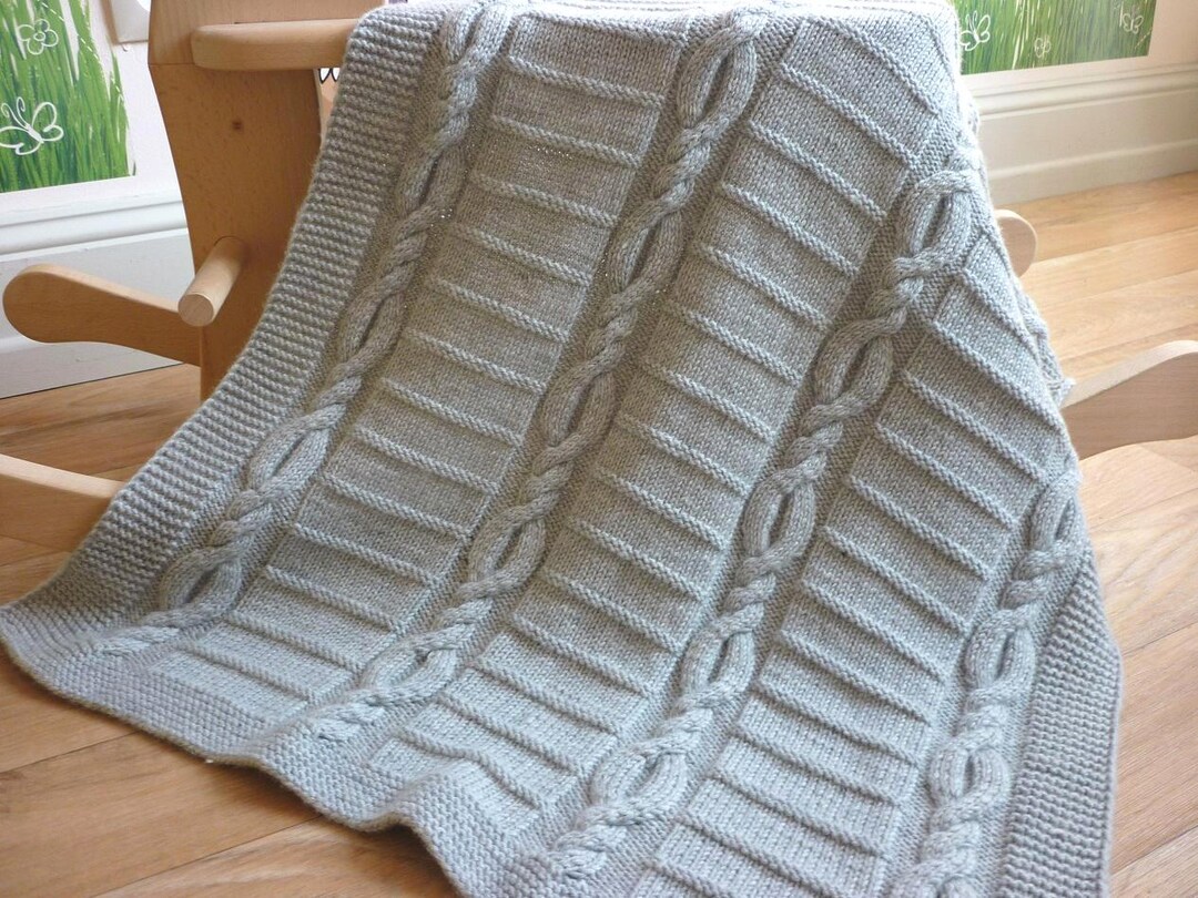 Cable Knit Baby Blanket Pattern - Intermediate Level - PDF Pattern in ...