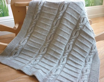 Cable Knit Baby Blanket Pattern - Intermediate Level - PDF Pattern in ...