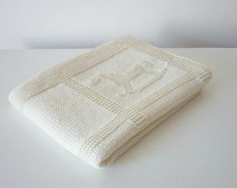 Rocking Horse Baby Blanket Knitting Pattern - Easy Knit & Purl, Reversible Design, PDF in English