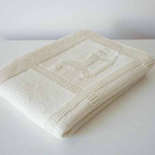 Rocking Horse Baby Blanket Knitting Pattern - Easy Knit & Purl, Reversible Design, PDF in English