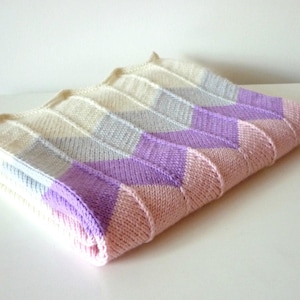 Chevron Knit Baby Blanket Pattern - Knit Baby Blanket Pattern  -Tutorial PDF in English