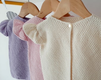 Knit baby top / Baby cardigan / Hand knit baby girl top / Baby vest 3-6 months