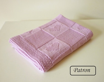 French Baby blanket knit pattern / Knitting baby blanket pattern in French / Baby blanket pattern French