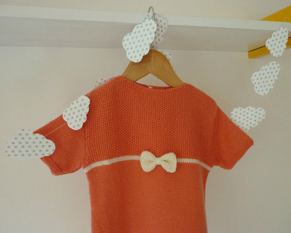 Hand knitted baby dress / knitted baby clothing / Merino wool Etsy