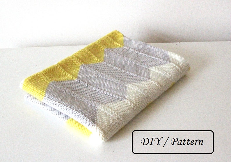 Knit baby blanket PATTERN / baby blanket pattern / baby blanket knitting pattern / chervron baby blanket image 2
