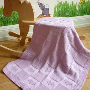 Heart Baby Blanket Knitting Pattern in French - Charlotte Blanket - Easy Knit & Purl PDF in French