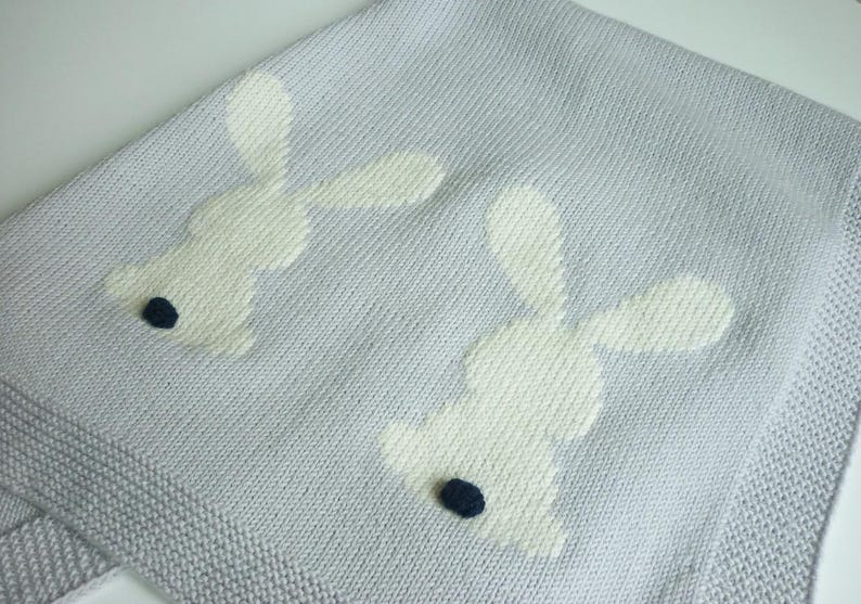 Baby Bunny Blanket Pattern - Baby Blanket Knitting Pattern - PDF in English imagen 3