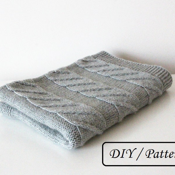 Knit baby blanket PATTERN / cable baby blanket PATTERN / baby blanket pattern