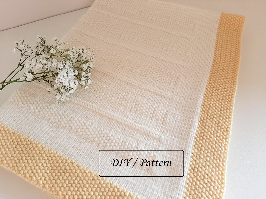 Easy Baby Blanket Knitting Pattern - Knit &purl Knit Design - PDF in ...