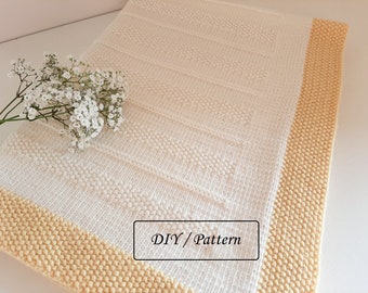 Easy Baby Blanket Knitting Pattern - Knit &Purl Knit Design - PDF in English