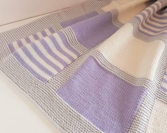 Knit baby blanket PATTERN / baby blanket PATTERN/ baby blanket knitting pattern / Color blocking  blanket Noah