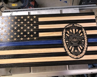 Custom Badge Thin Blue Line Flag