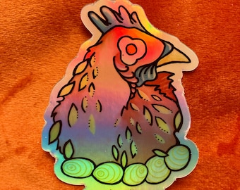 Holographic Chicken Bub Sticker