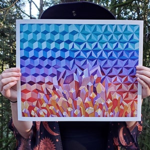 Colormelt Prism Archival Paper Print | Crystal Quartz Geode Decor Hanging Decoration Psychedelic Original Painting Fine Art Gift Gallery