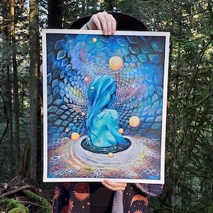 Suspension of Being Archival Paper Print | Galaxy Decor Hanging Decoration Psychedelic Nebula Original Painting Art Gallery Gift Lunar Space