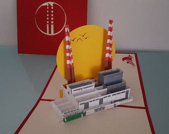 Poolbeg Chimneys, Dublin pop-up card