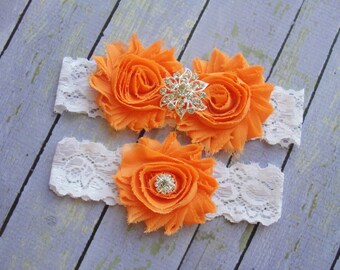 Pink and Orange Wedding Garter Pink Wedding Garter Set Lace | Etsy