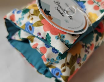 Bouillotte sèche au graines de lin Bio - compresse chaude ou froide déhoussable - coton fleurie rifle paper coloré