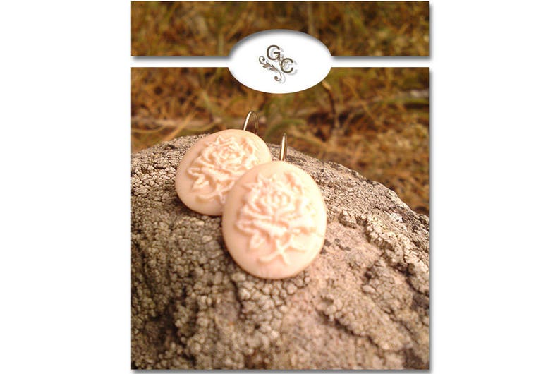 Gift for Her White Rose Cameo Bridal Earrings Rose Earrings Love Cameo Bridal Earrings Rose Cameo Earrings