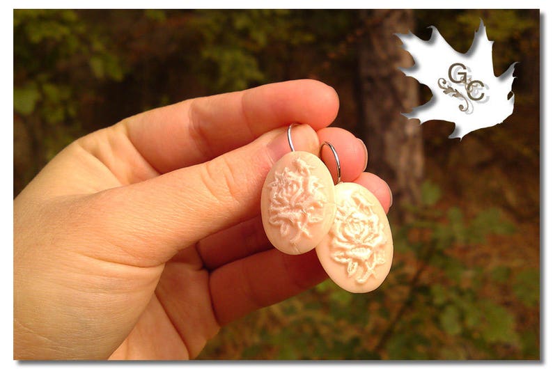 Gift for Her White Rose Cameo Bridal Earrings Rose Earrings Love Cameo Bridal Earrings Rose Cameo Earrings