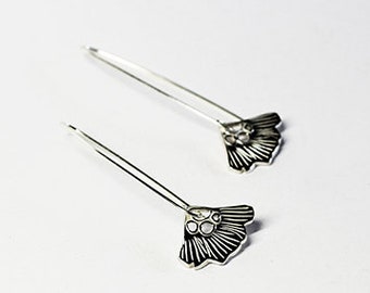 Boucles d'oreilles pendantes en argent massif recyclé inspirées des fleurs, Boucles d'oreille longue sans nickel, Bijou écologique fait main