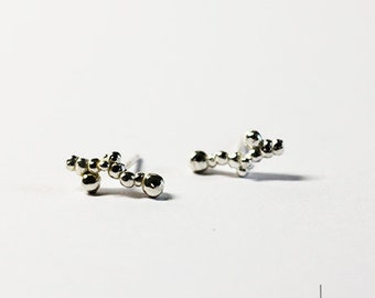 Boucle oreille minimaliste en argent massif, Puce mini bulles, Clous deuxième troue, Boucles d'oreille petites boules, Piercing, Sans nickel